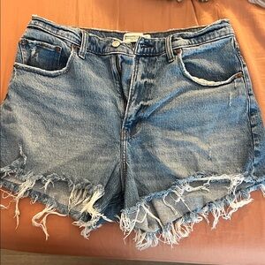 Abercrombie & Fitch Blue Frayed Jean Shorts